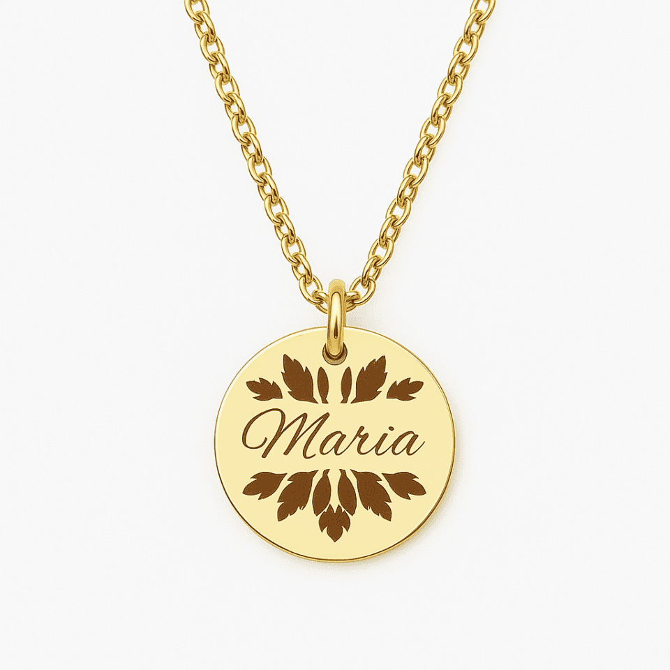 Pandativ din aur galben de 14K in forma de rotund personalizat