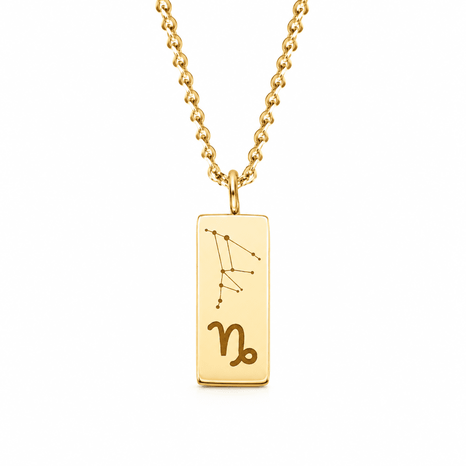 Pandativ din aur galben de 14K in forma de constelatie capricorn