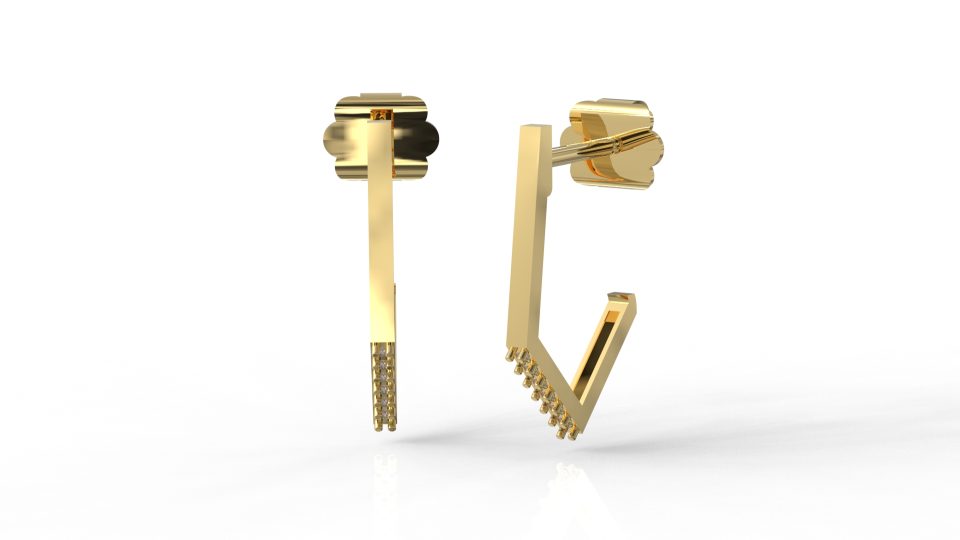 Cercei din aur de 14k, decorați cu pietre de zirconiu strălucitoare