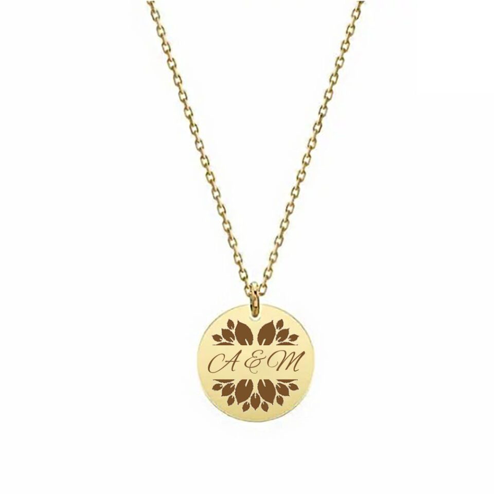 Pandativ din aur galben de 14K in forma de rotund personalizat