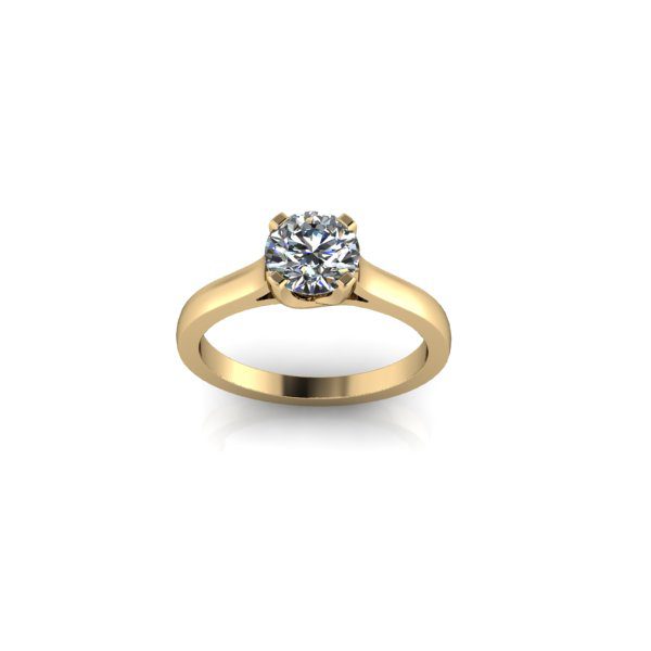 Inel de logodnă din aur galben de 14k, decorat cu piatră de zirconiu