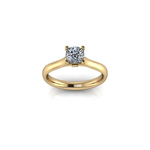 Inel de logodnă din aur galben de 14k, decorat cu piatră de zirconiu