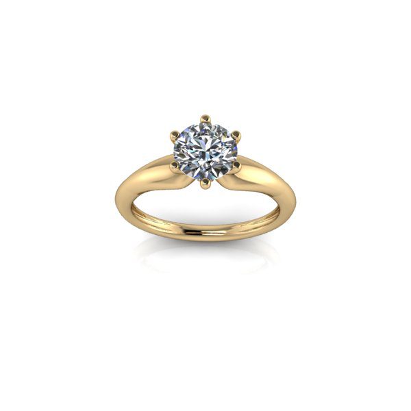 Inel de logodnă din aur galben de 14k, decorat cu piatră de zirconiu