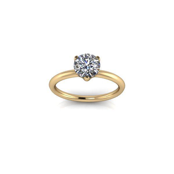 Inel de logodnă din aur galben de 14k, decorat cu piatră de zirconiu