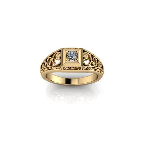 Inel de dama din aur galben 14K, piatra zirconiu