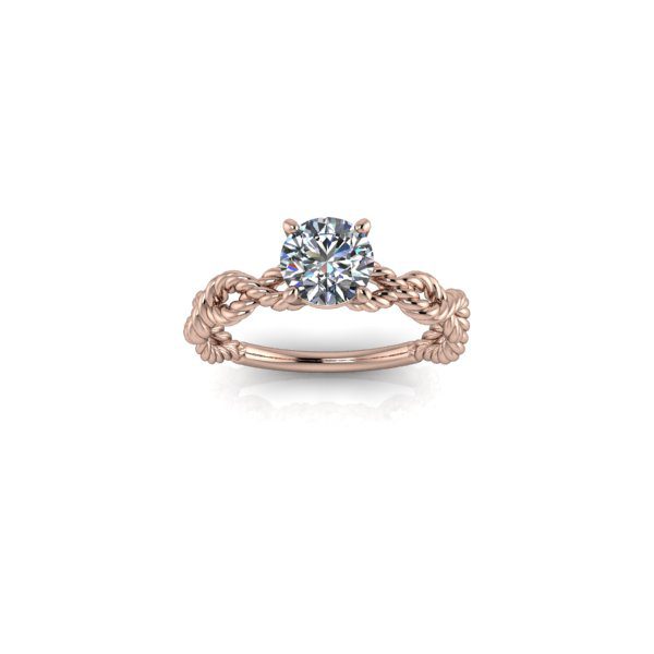 Inel de dama din aur roze 14K, piatra zirconiu