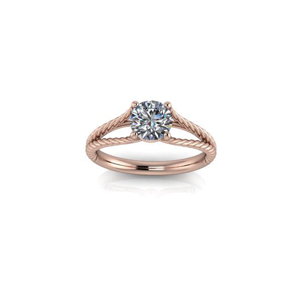 Inel de dama din aur roze 14K, piatra zirconiu