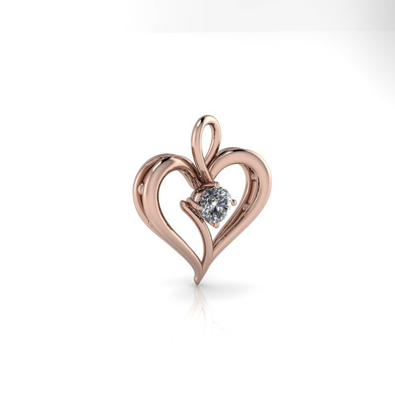 Pandativ din aur roze de 14K in forma de inima