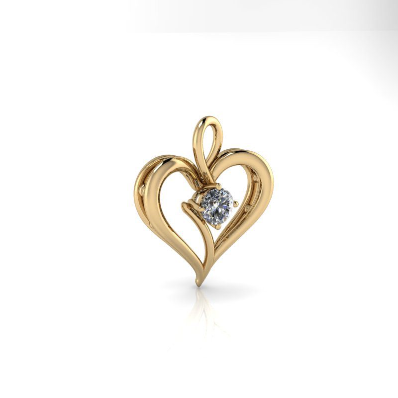 Pandativ din aur  galben de 14K in forma de inima