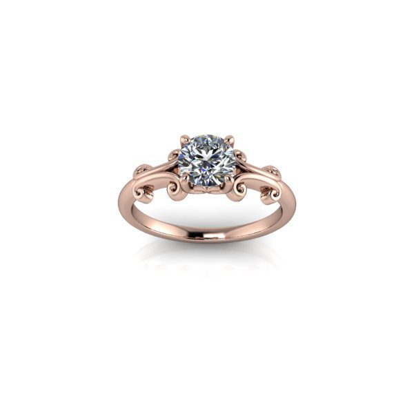 Inel de dama din aur roze 14K, piatra zirconiu