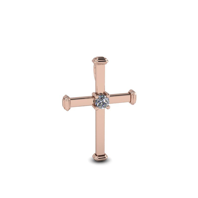 Pandativ din aur roze de 14K in forma de cruce