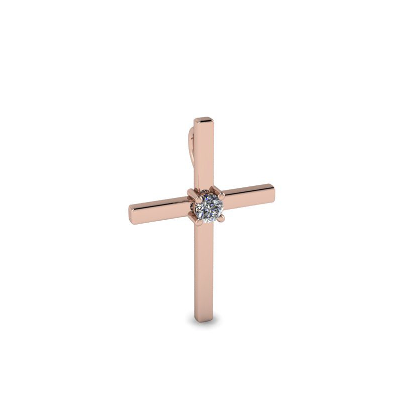 Pandativ din aur roze de 14K in forma de cruce