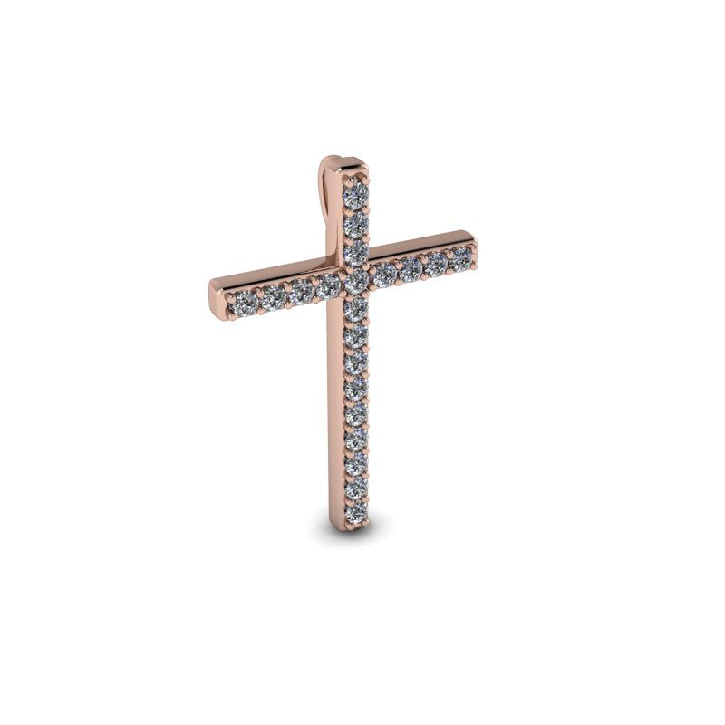 Pandativ din aur roze de 14K in forma de cruce