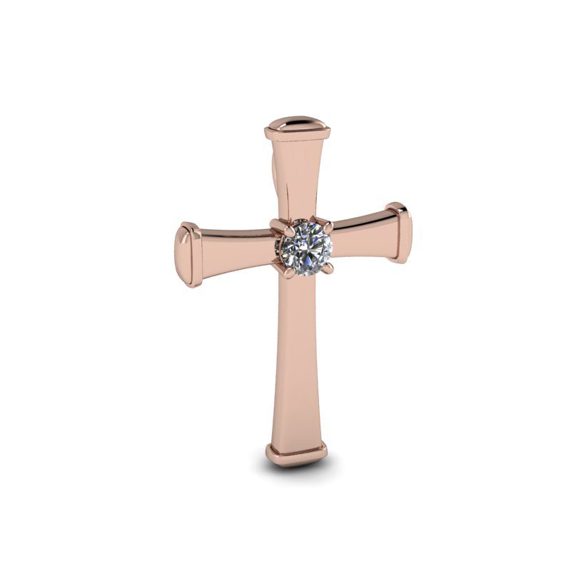 Pandativ din aur roze de 14K in forma de cruce
