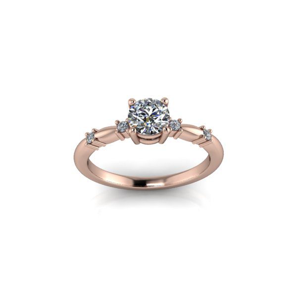 Inel de dama din aur roze 14K, piatra zirconiu