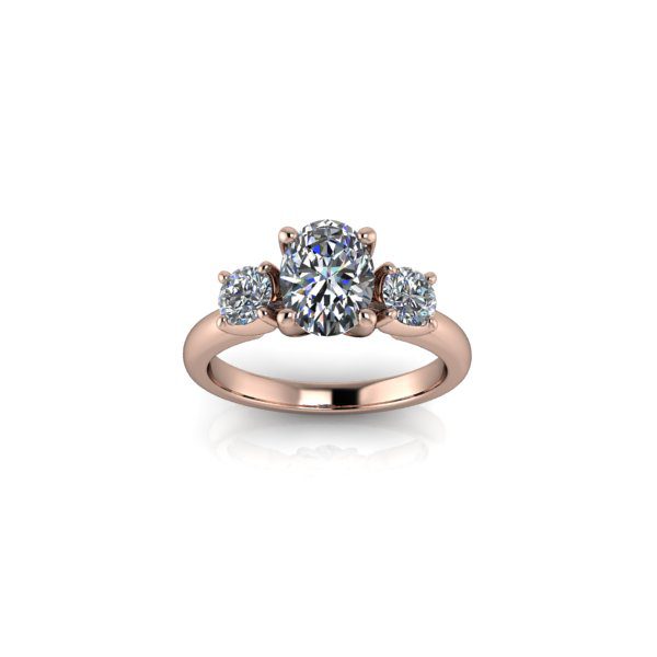 Inel de dama din aur roze 14K, piatra zirconiu