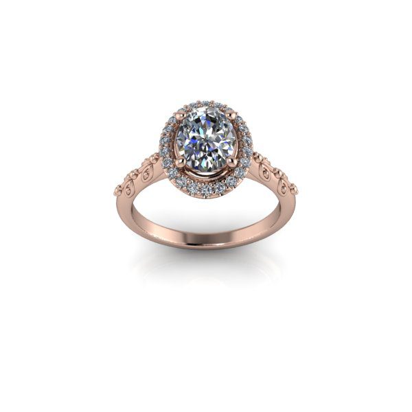 Inel de dama din aur roze 14K, piatra zirconiu