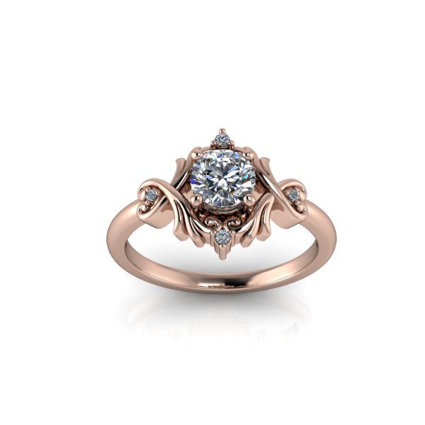 Inel de dama din aur roze 14K, piatra zirconiu