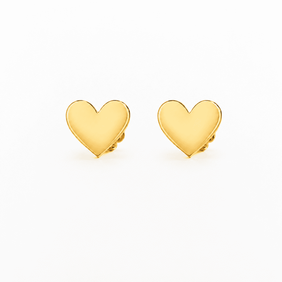 Cercei inimă din aur 14K, model stud