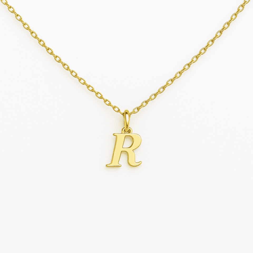 Pandativ din aur de 14k in forma de litera R