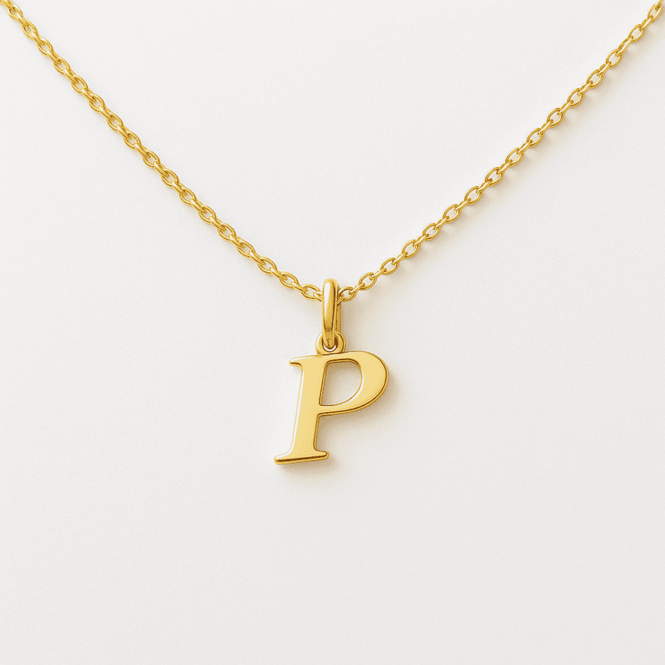 Pandativ din aur de 14k in forma de litera P