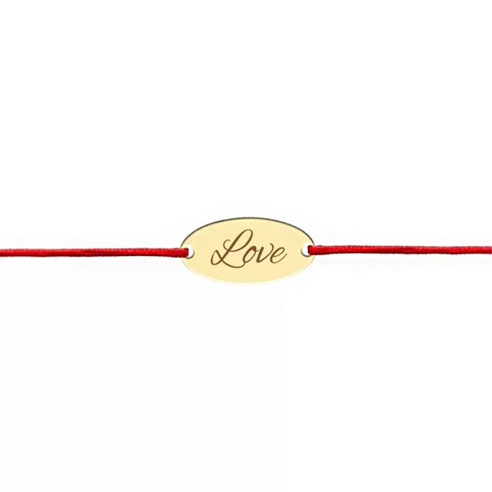 Bratara din aur galben de 14K model banut oval cu snur