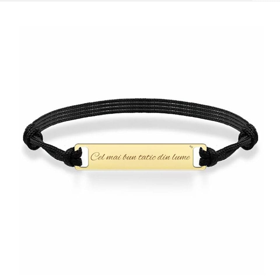 Bratara din aur galben de 14K model plat cu snur