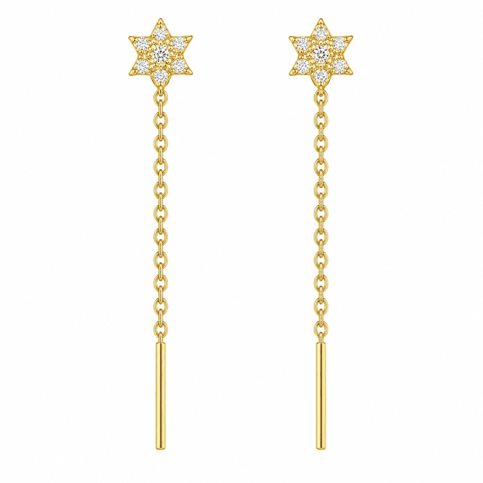 Cercei stea din aur 14K cu pietre, model threader