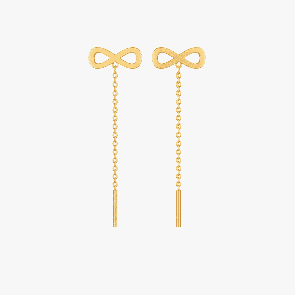 Cercei infinit lung din aur 14K, model threader
