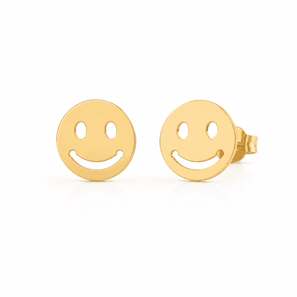 Cercei smiley din aur 14K, model stud