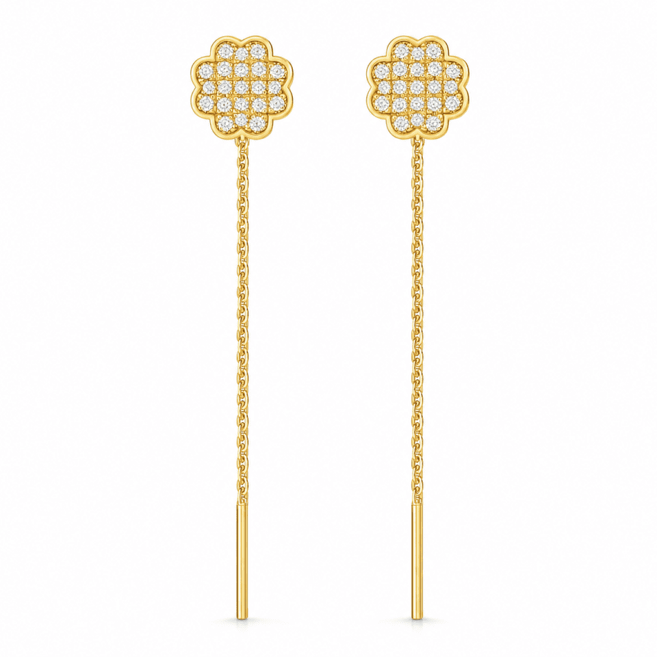 Cercei floare din aur 14K cu pietre