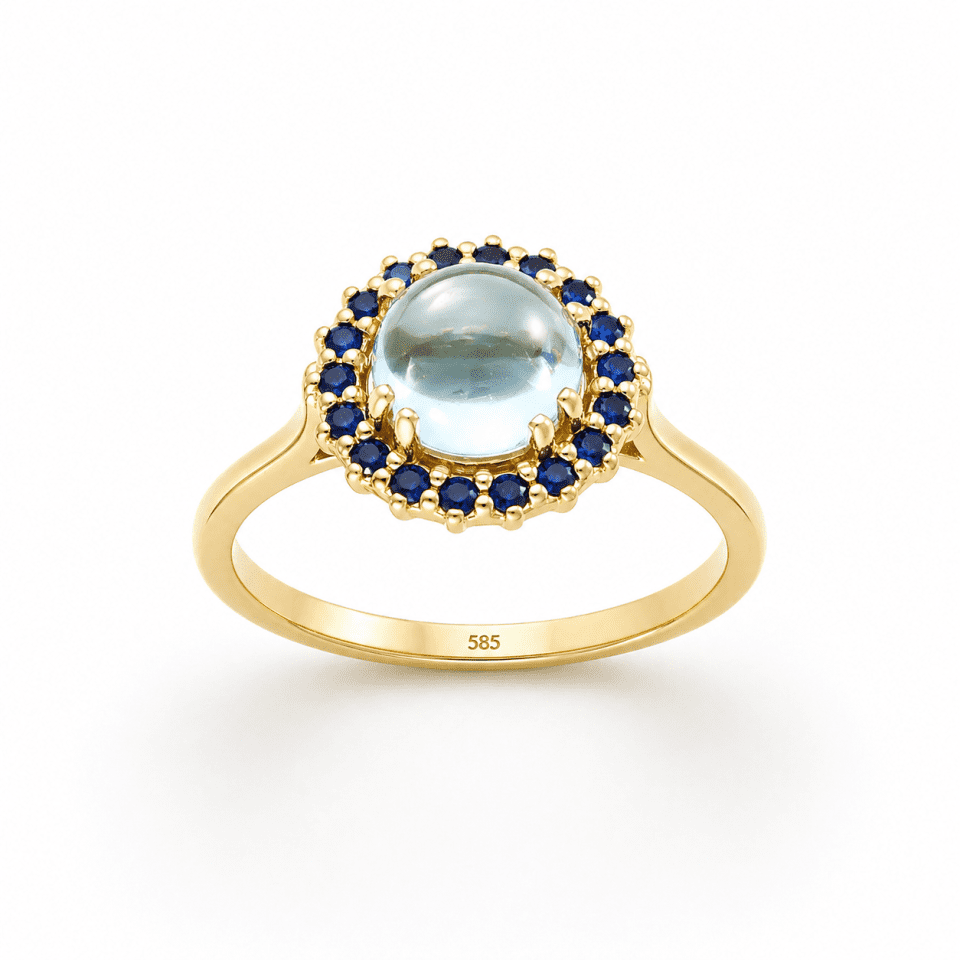 Inel de dama din aur 14K cu Cristal de Stâncă și Zirconiu