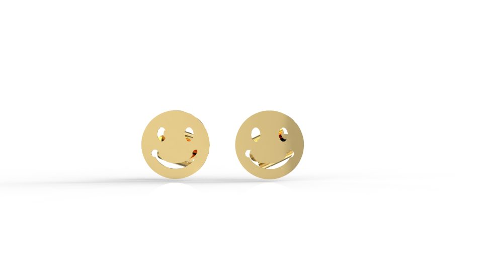 Cercei tip tinta din aur de 14K, model smile