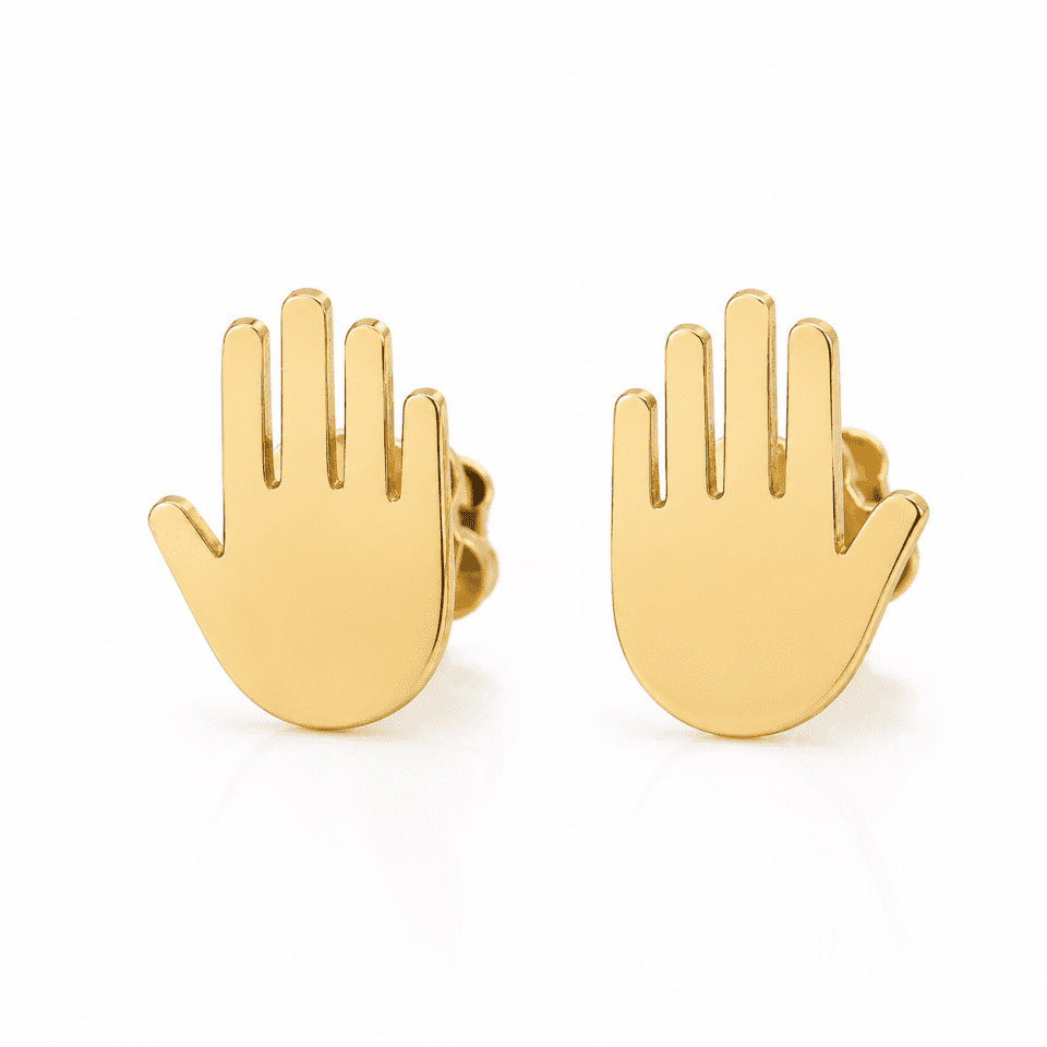 Cercei Aur 14K Țintă Mână – Bijuterie Fină și Simbolică