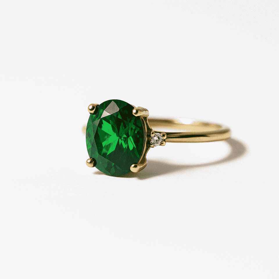 Inel Aur 14K Topaz Verde Zirconiu – Eleganță în Nuanțe de Smarald