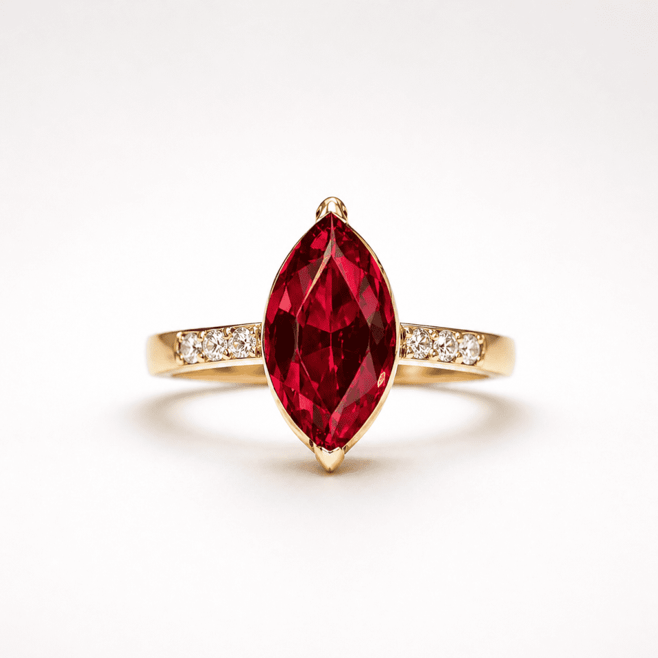 Inel Aur 14K Rubin Marquise Zirconiu – Design Luxos și Rafinat