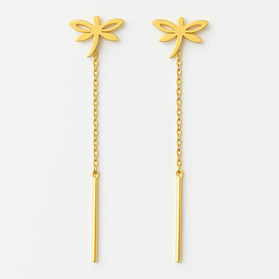 Cercei Dragonfly Aur Galben 14K