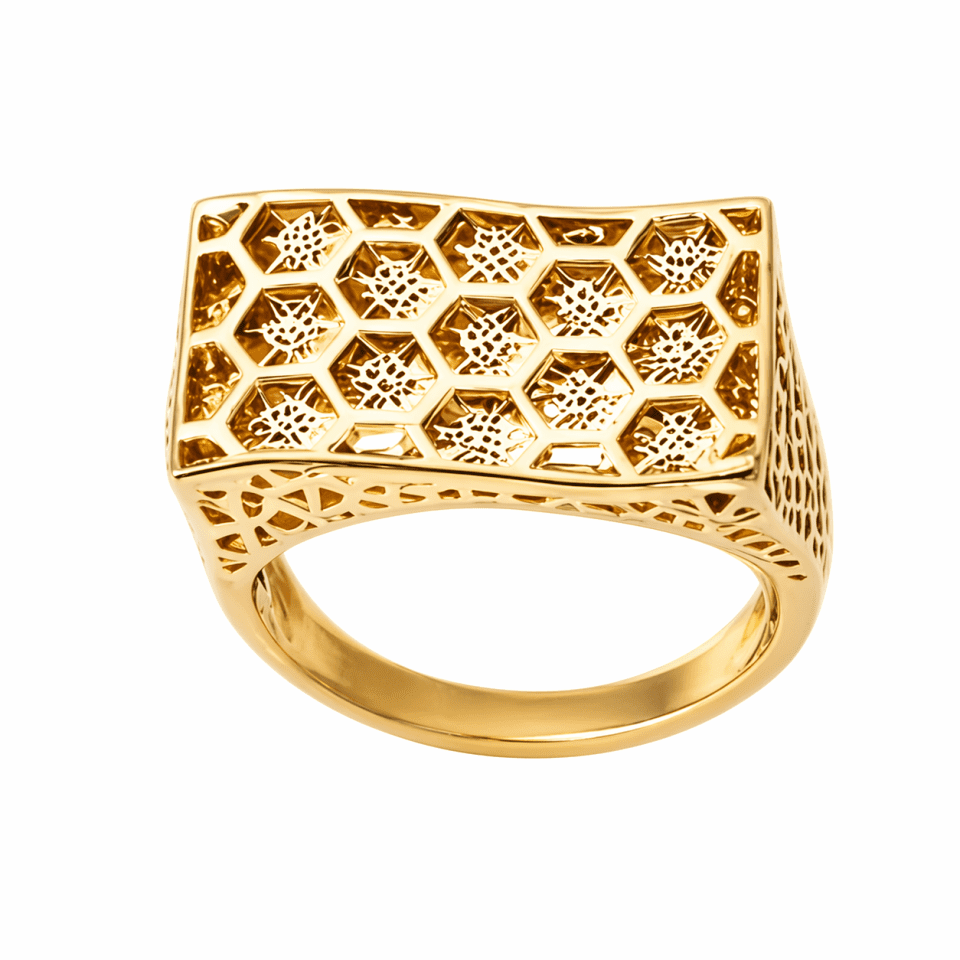 Inel din aur 14K model fagure regal