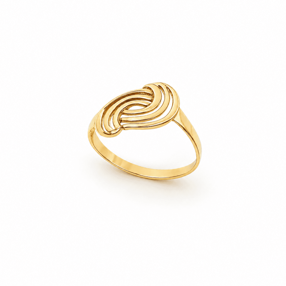 Inel din aur 14K model linii geometrice