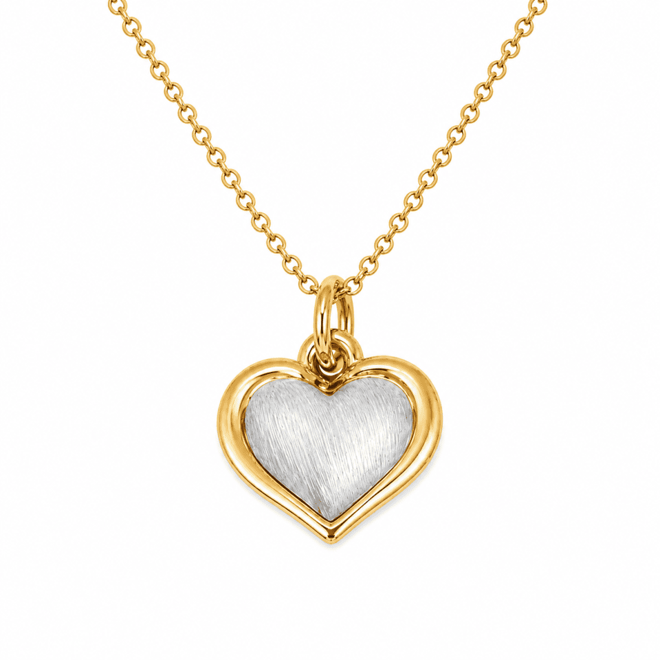 Pandantiv inimă din aur 14K bicolor, model romantic