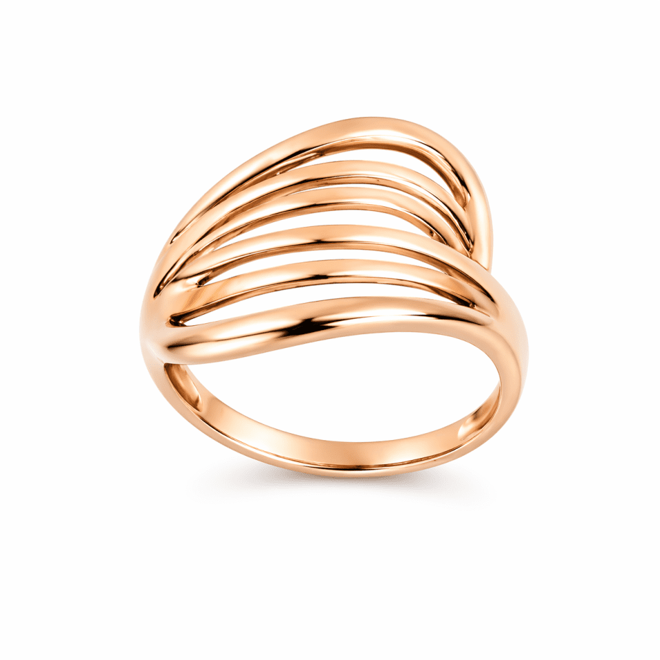 Inel din aur 14k roze model valurile aurii