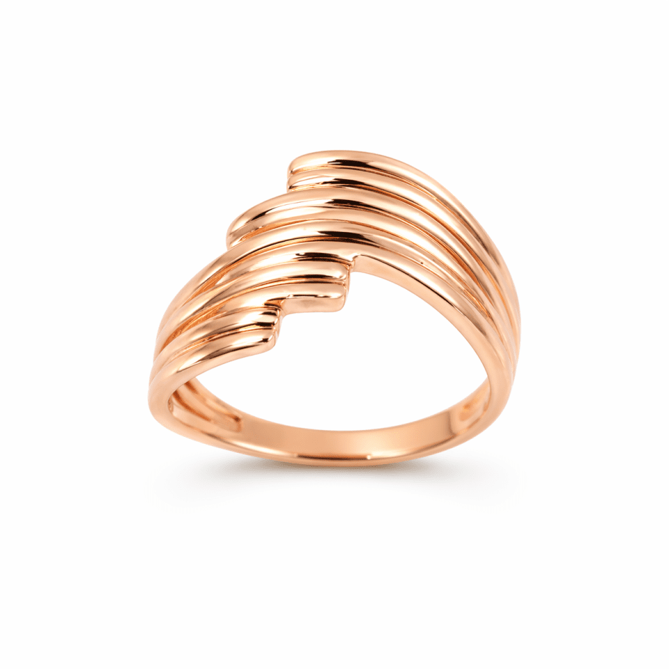 Inel din aur 14k roze model cu linii paralele