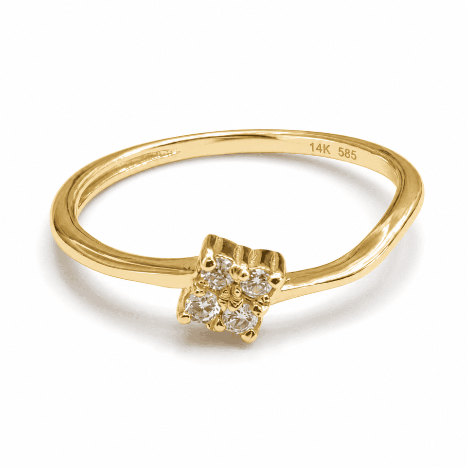 Inel din Aur 14K – Model Floare de lumina