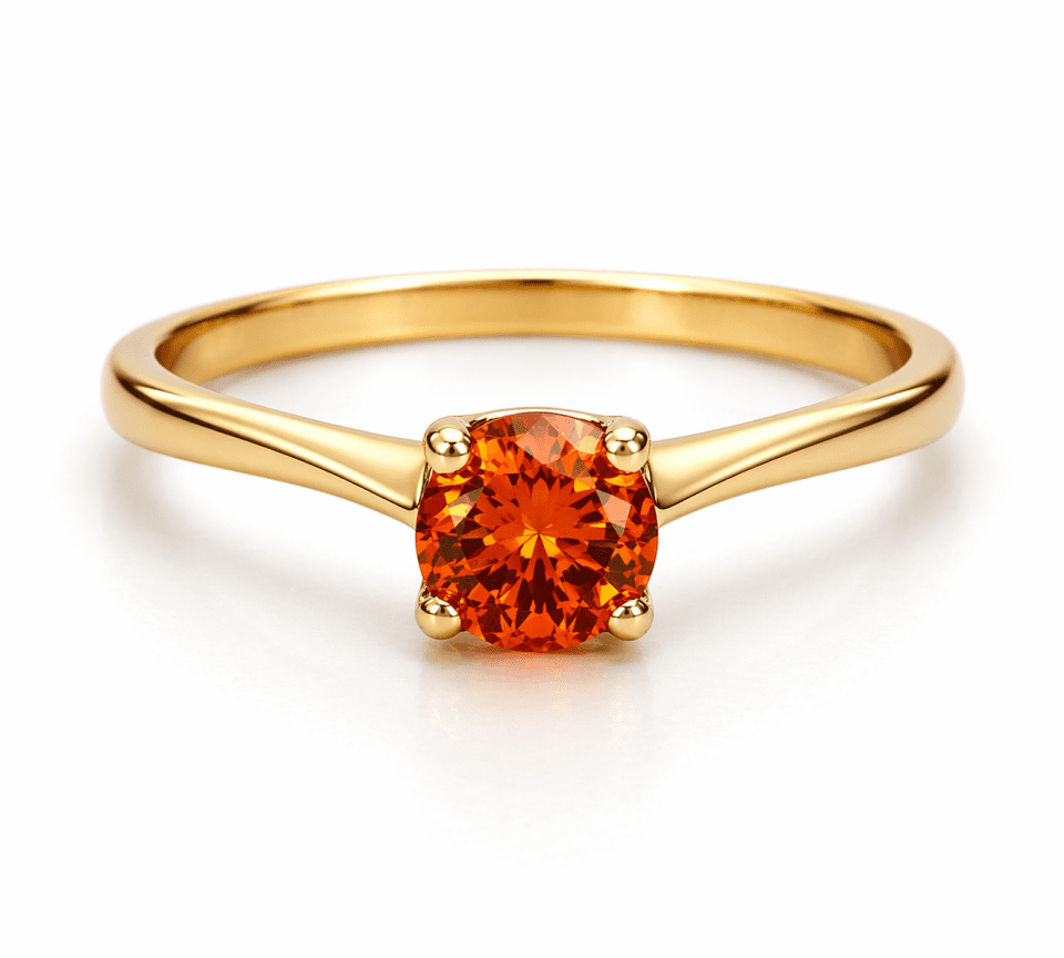 Inel din aur 14K cu piatră portocalie – model solitar elegant
