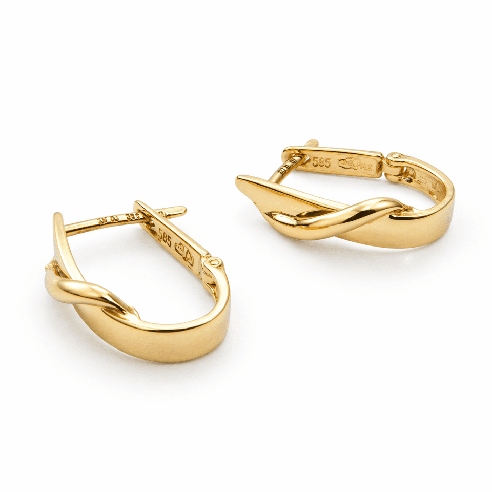Cercei din Aur 14K Tip Hoops cu Design Răsucit Elegant