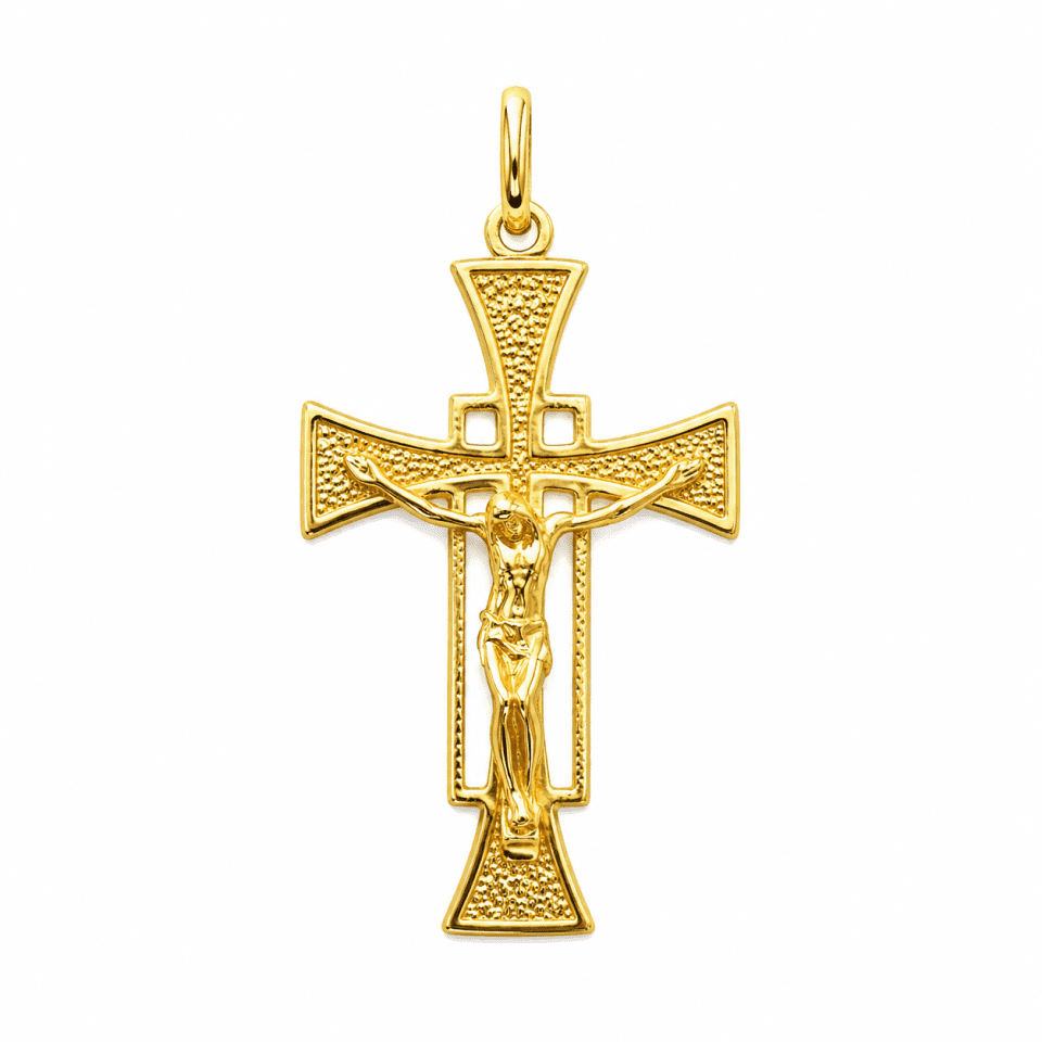 Pandantiv Cruce din Aur 14K cu Iisus – 1.40g, 6 cm, Unisex