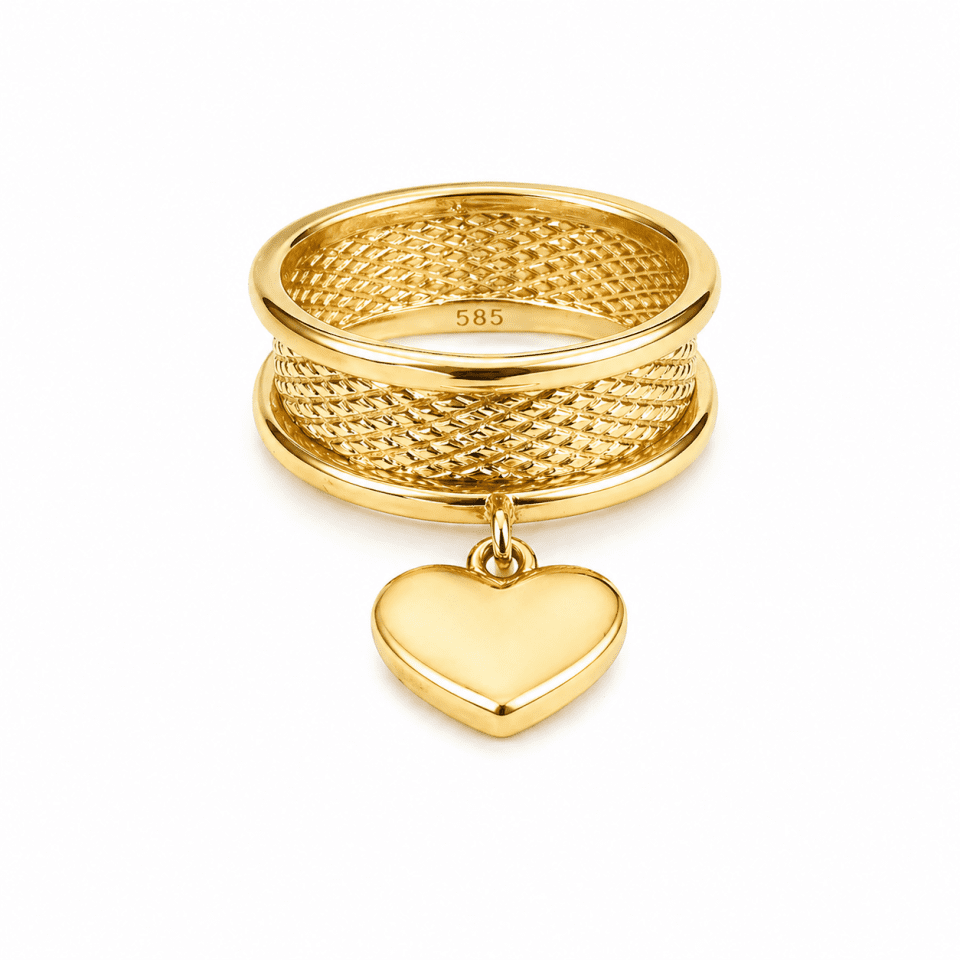 Inel din Aur 14K cu Inimă – model lat elegant