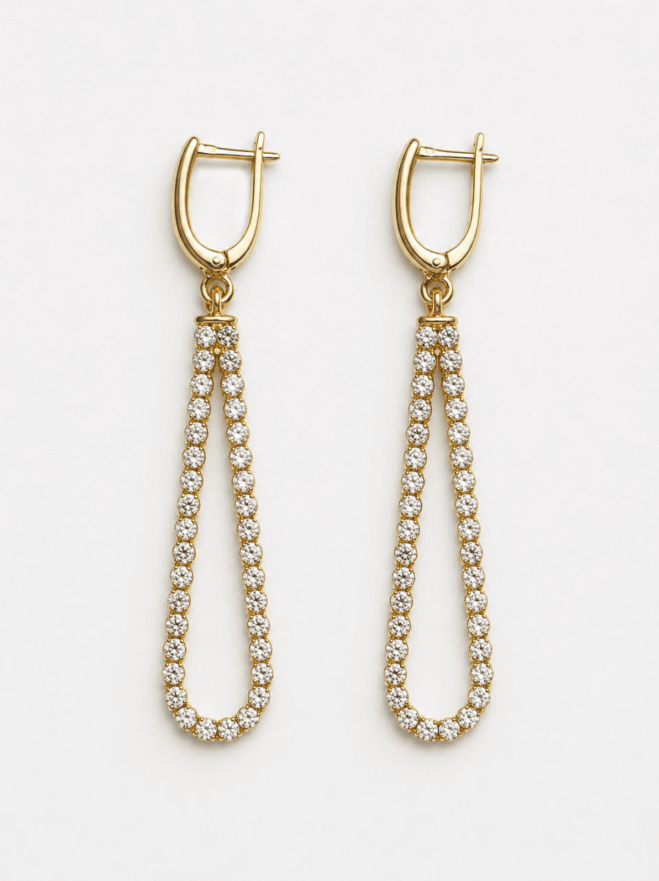 Cercei din Aur 14K Lungi cu Pietre – 4.39g, Design Elegant Tip Drop