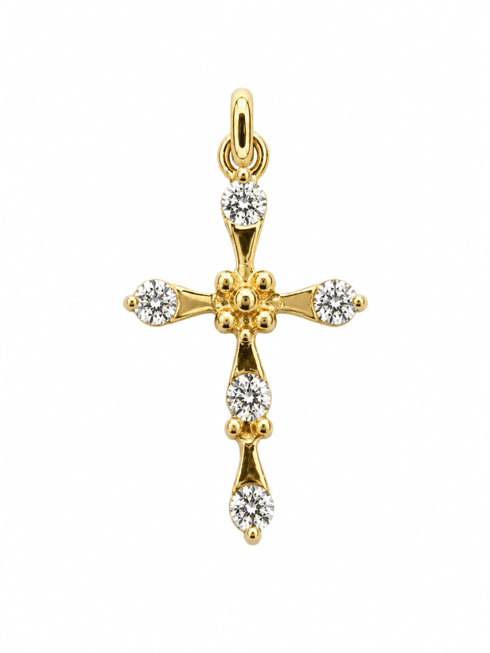 Pandantiv Cruce din Aur 14K cu Pietre – 1.00g, Design Elegant