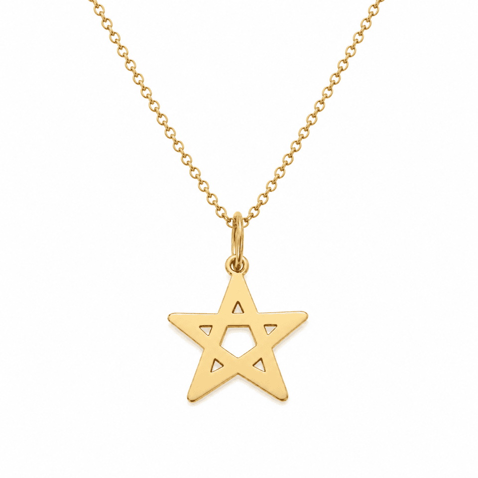 Pandantiv stea din aur 14K – Medalion elegant și modern pentru femei